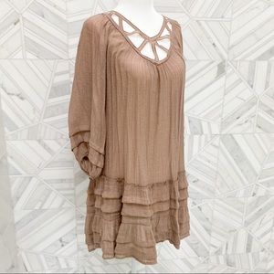 Taupe Short dress Size Small.  Cool hippie style!